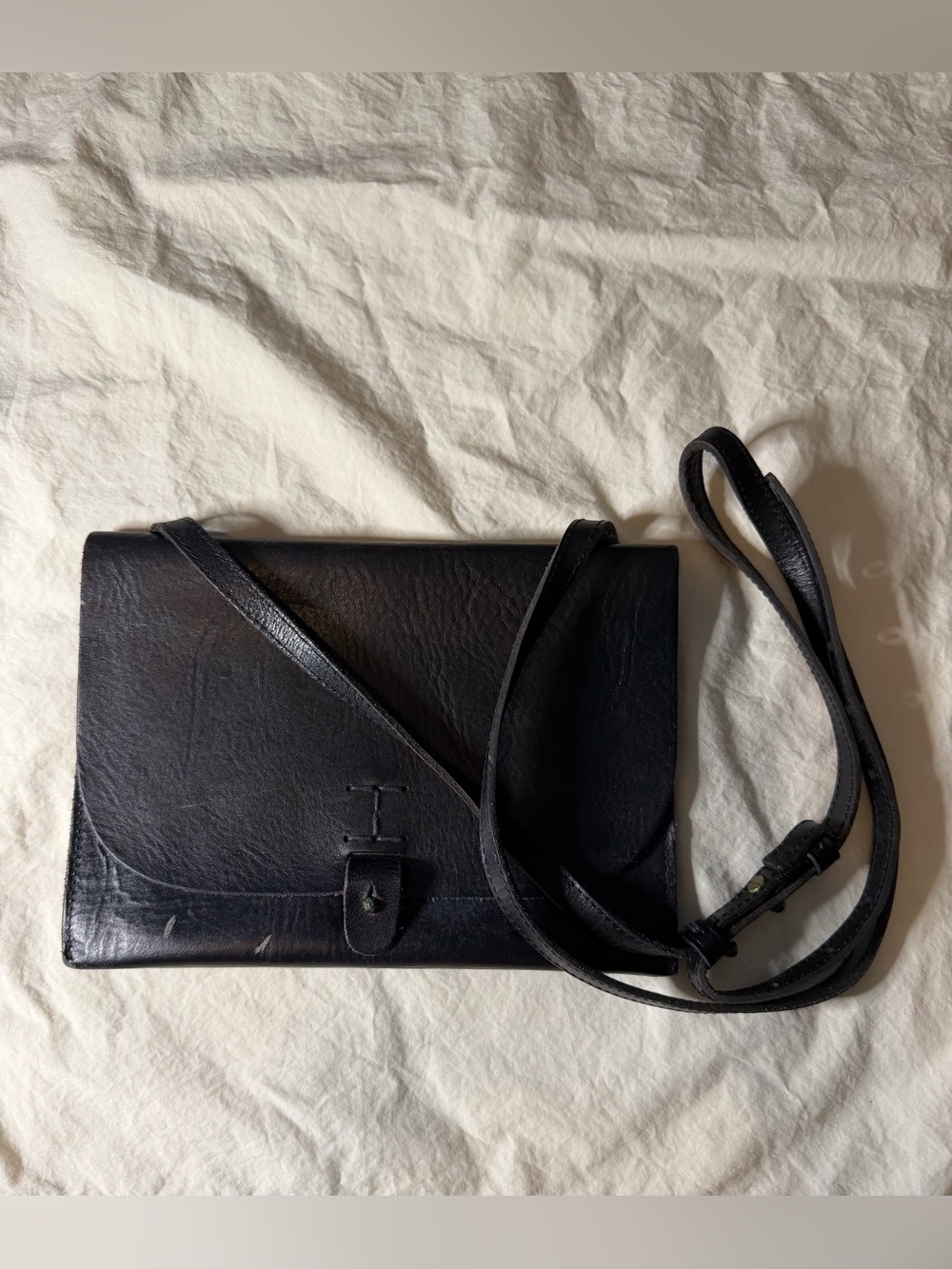 Black Leather Crossbody Bag - Classic Shoulder Bag